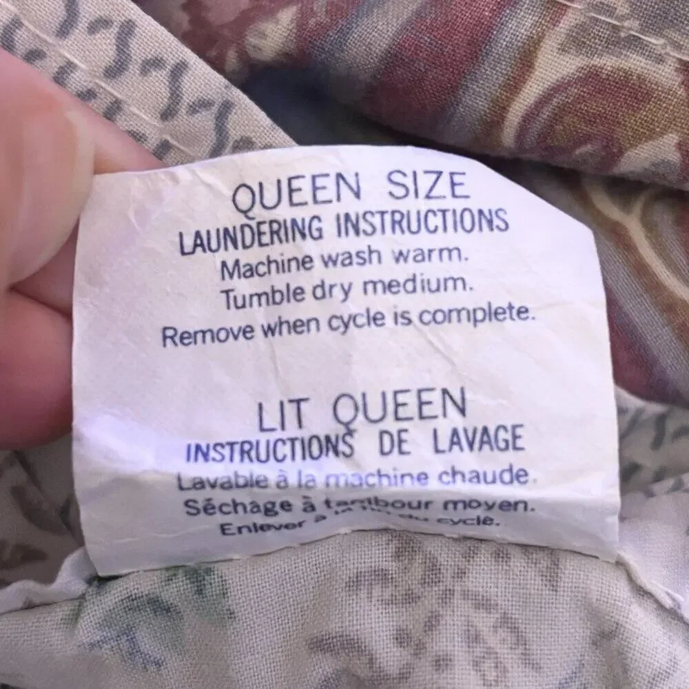 VTG DAN RIVER Colonial Floral Print QUEEN Flat Sheet  Made in USA
